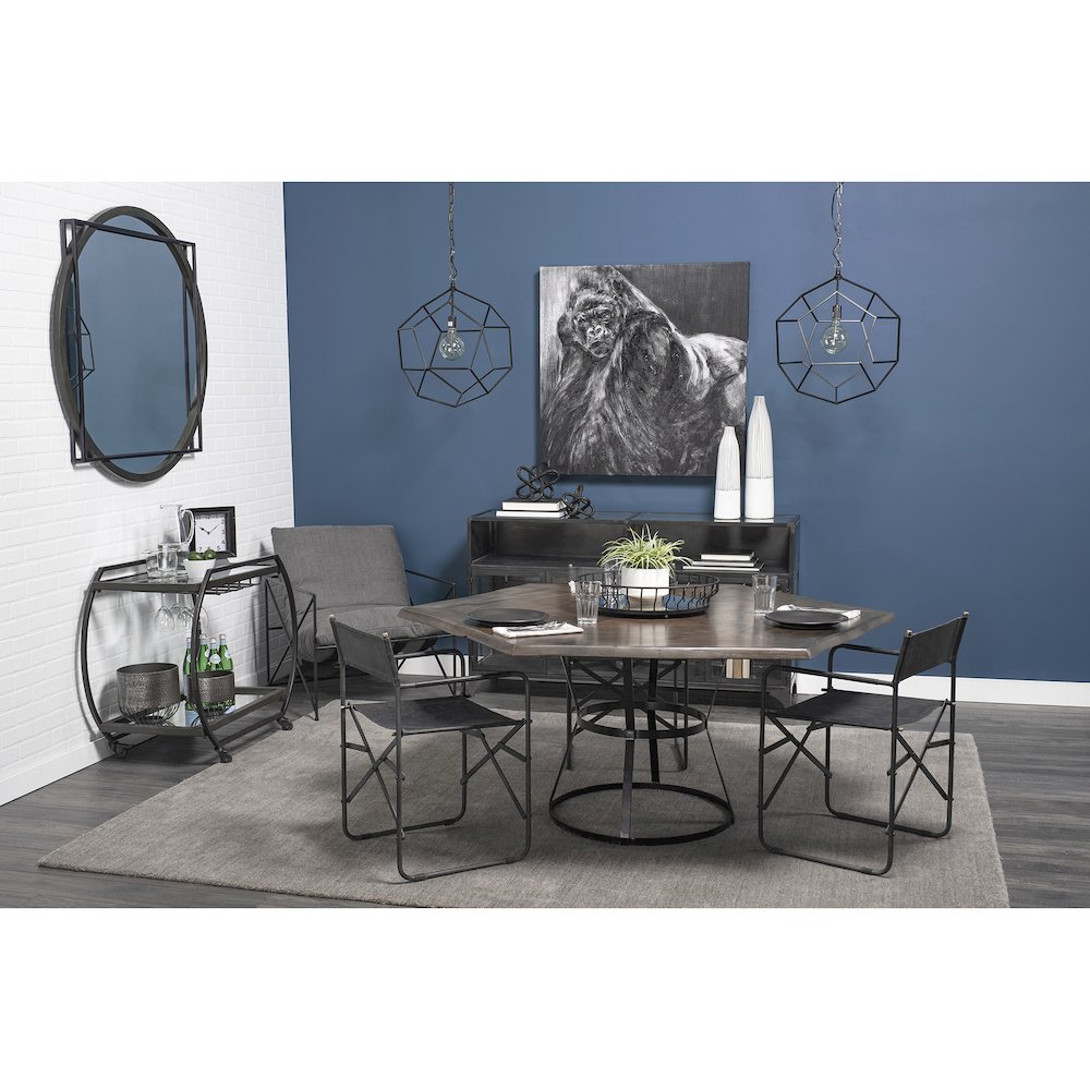Helena 20L x 20W Black Metal Mirrored Bottom Round Serving Tray. Picture 4
