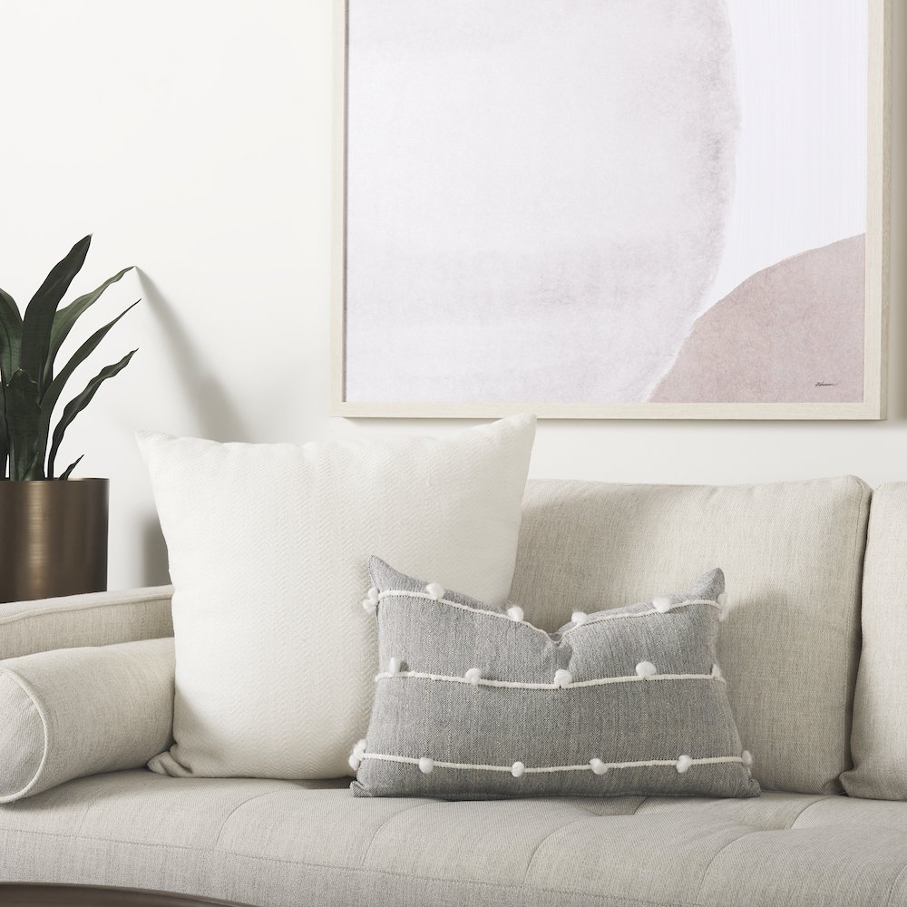 Linda 13 x 21 Navy And Cream With White Detail Decorative Pillow Cover. Picture 5