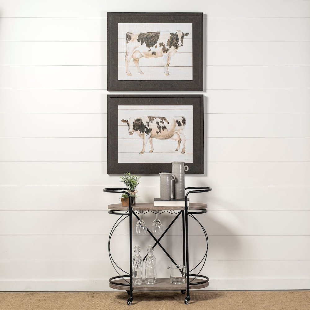 Marlon Black Metal Frame Two Tier Shelves w/Stemware holder Bar Cart. Picture 11