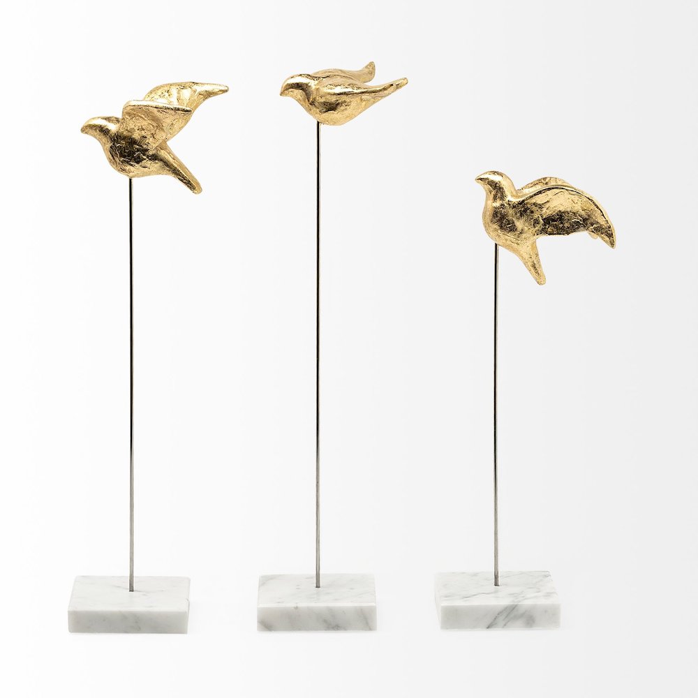Aya Set of 3 11L x 4W Gold Metal Decorative Birds. Picture 3