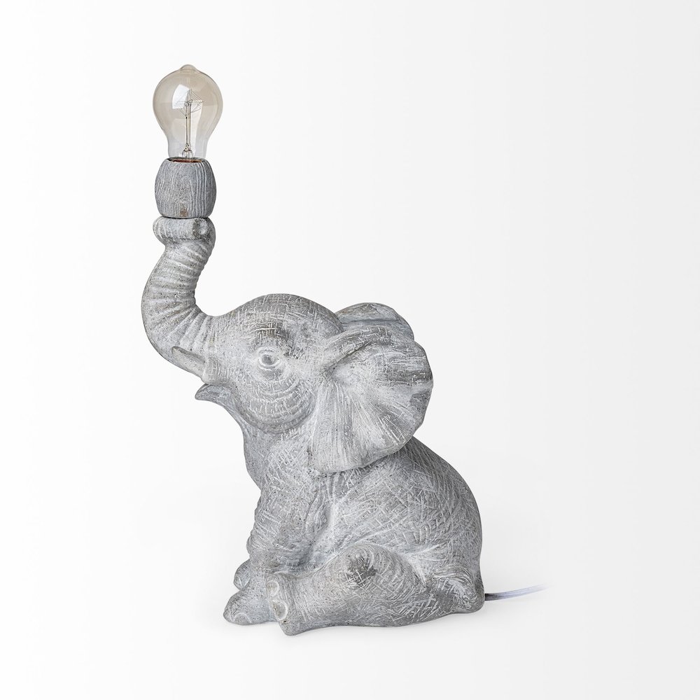 Tantor (15.9"H) Gray Resin Elephant Calf Table Lamp. Picture 2