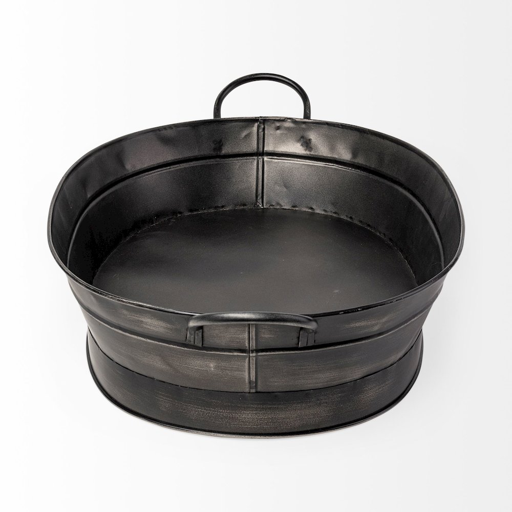 Reno 20L x 14W Black Metal Vintage Inspired Basket. Picture 2