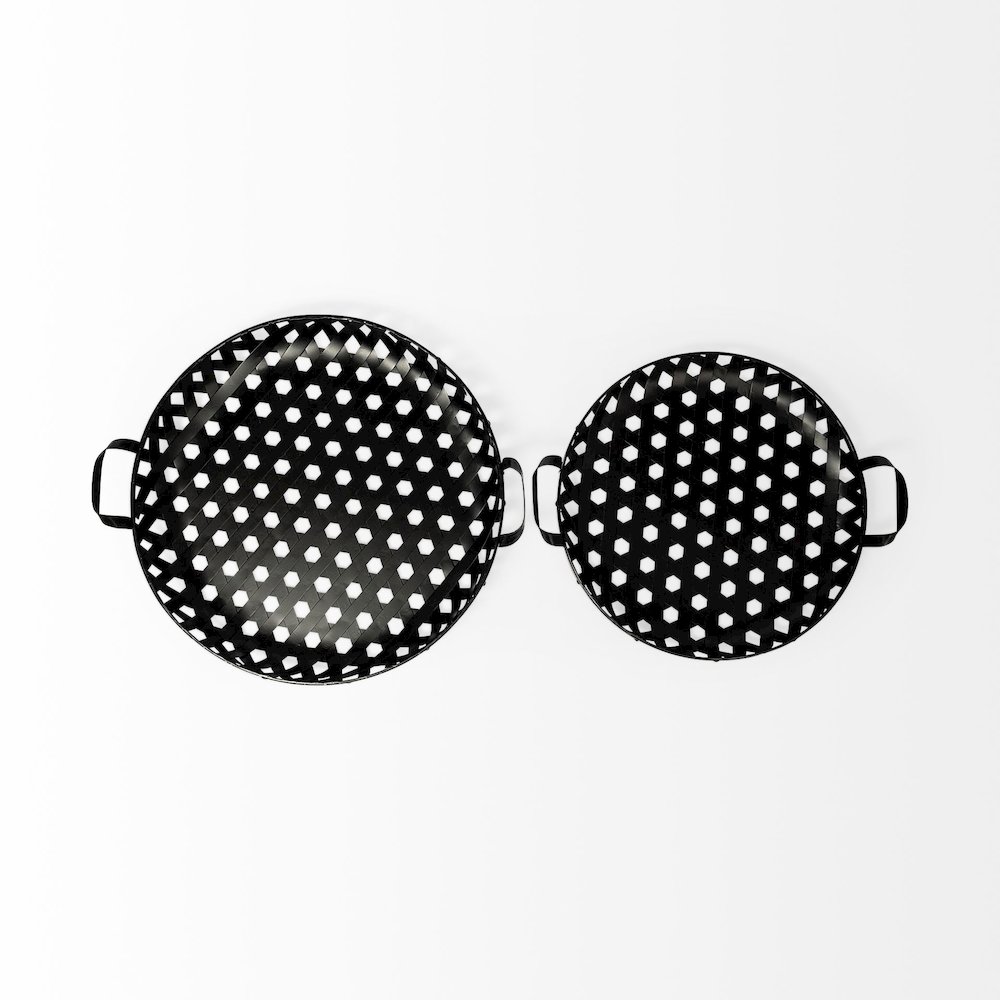 Lito (Set of 2) Black Woven Metal Round Serving Trays. Picture 3