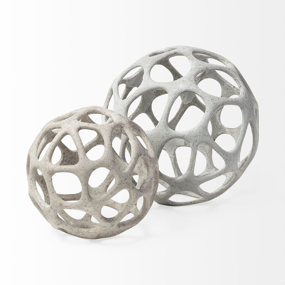 Spiro 7L x 7W Off-White Hollow Decorative Orb. Picture 2