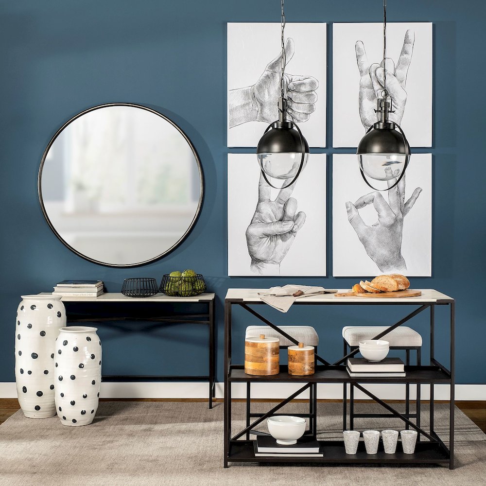 Leighton II 15x20 Black Metal Spherical Pendant Light. Picture 8