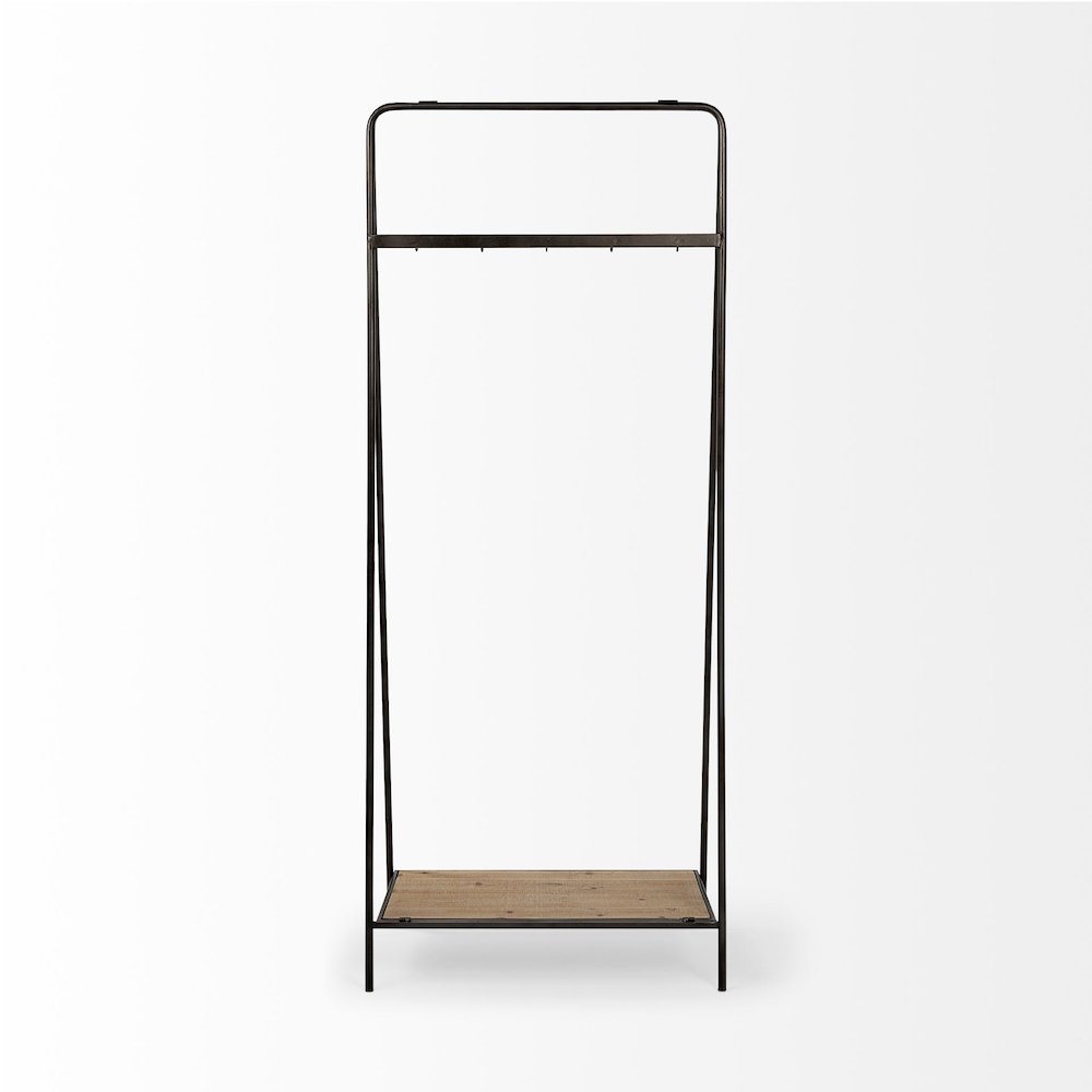 Carell 31L x 18W Black Metal And Wood Shelf Hall Tree. Picture 3