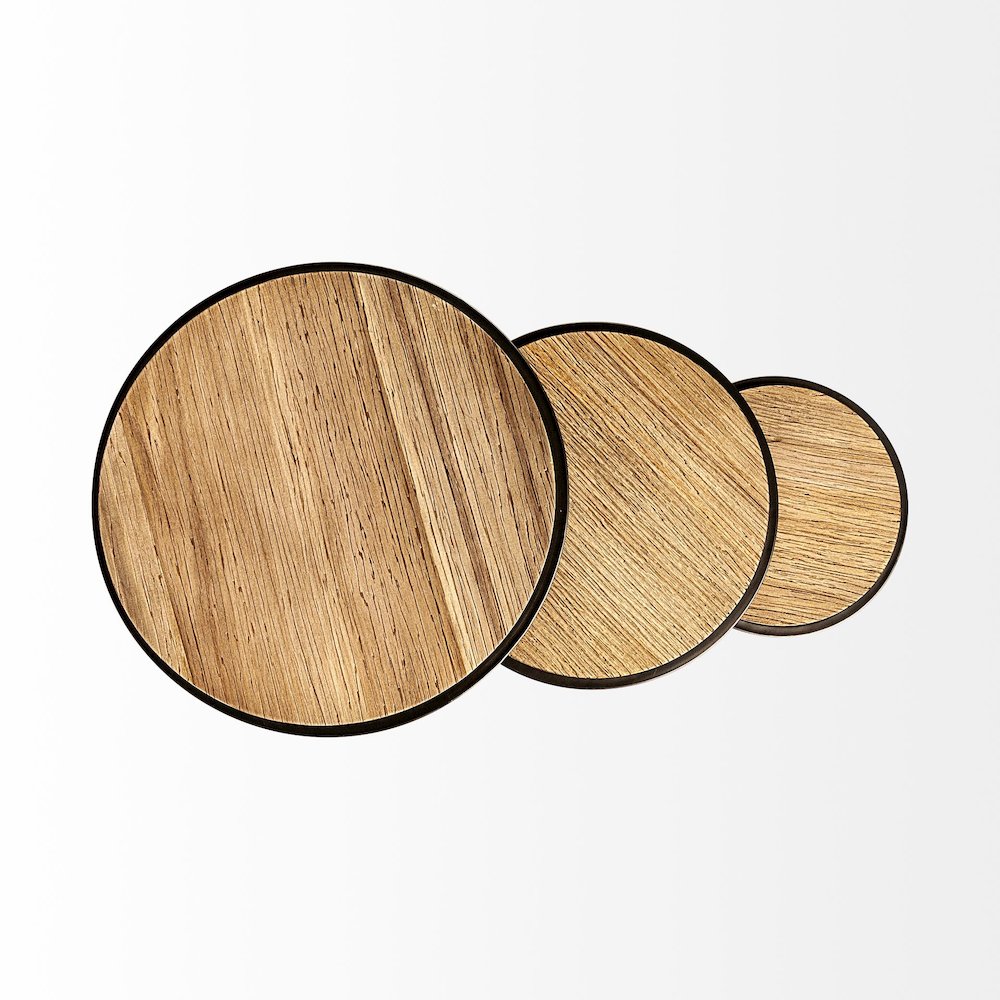 Glover (Set of 3) 20L x 20W Brown Wood Round Top W/Metal Nesting Accent Tables. Picture 7