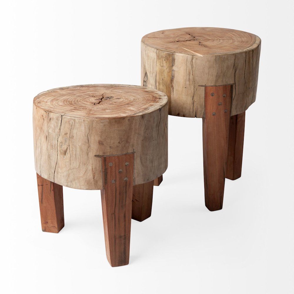 Asco 15"H Rustic Solid Reclaimed Wood Stool. Picture 4