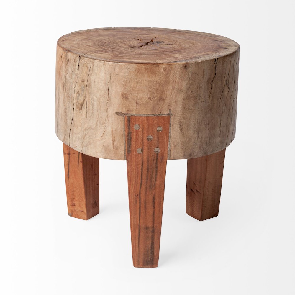 Asco 15"H Rustic Solid Reclaimed Wood Stool. Picture 2