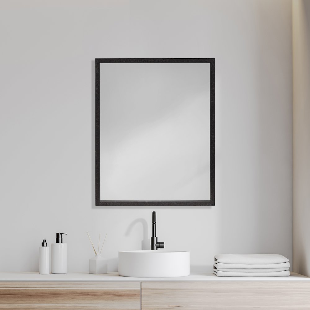 Bristol Black 24x30 Faux Wood Frame Bathroom Vanity Mirror. Picture 2