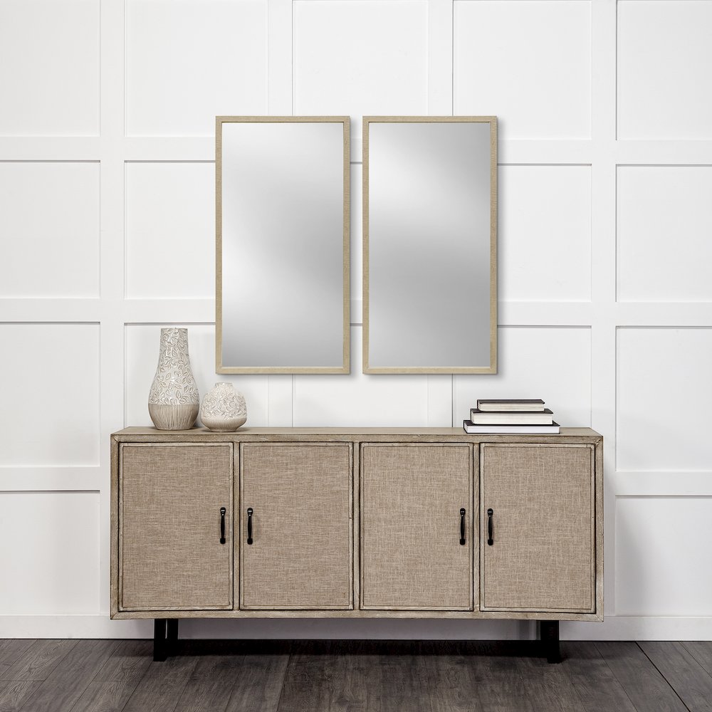 Bristol Tan 20x40 Faux Wood Frame Bathroom Vanity Mirror. Picture 4