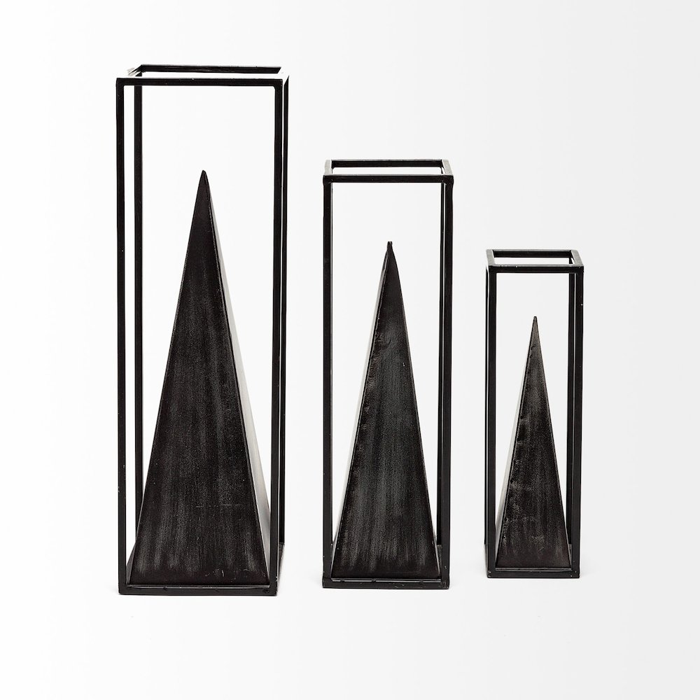 Memphis I (Large) 5L x 5W Black Metal Pyramid In A Square Frame. Picture 2