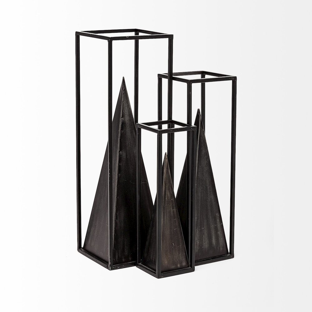 Memphis I (Large) 5L x 5W Black Metal Pyramid In A Square Frame. Picture 3