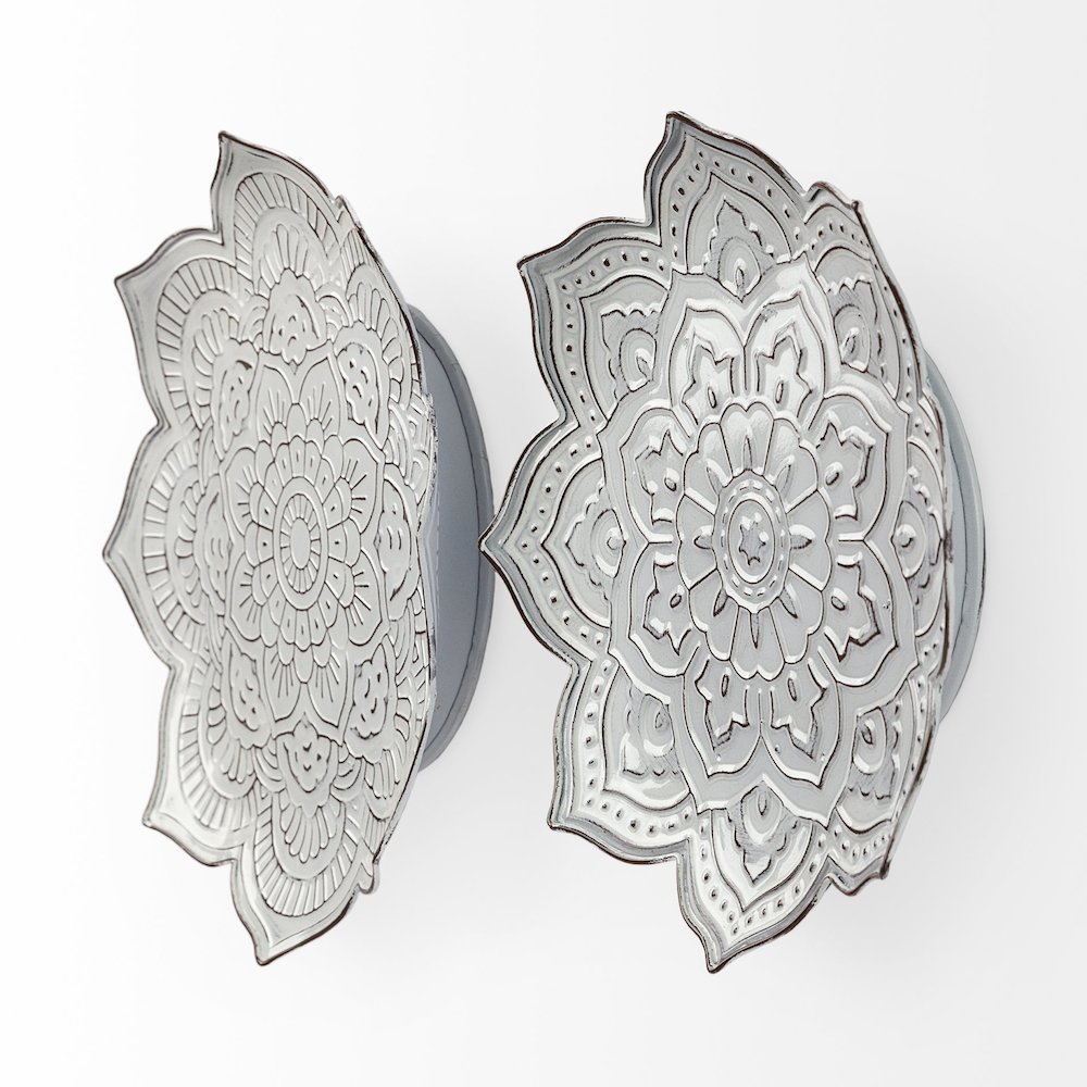Miranda Set of 2 Stamped Metal Lotus Flower Wall Decor. Picture 2