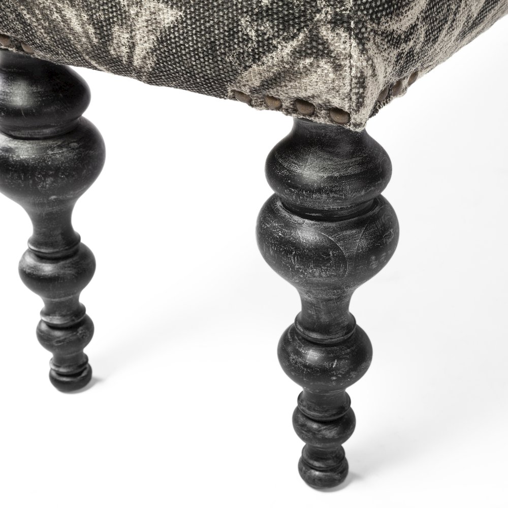 Alhambra 55L x 14W Upholstered Gray Seat W/Black Wood Legs Accent Bench. Picture 8