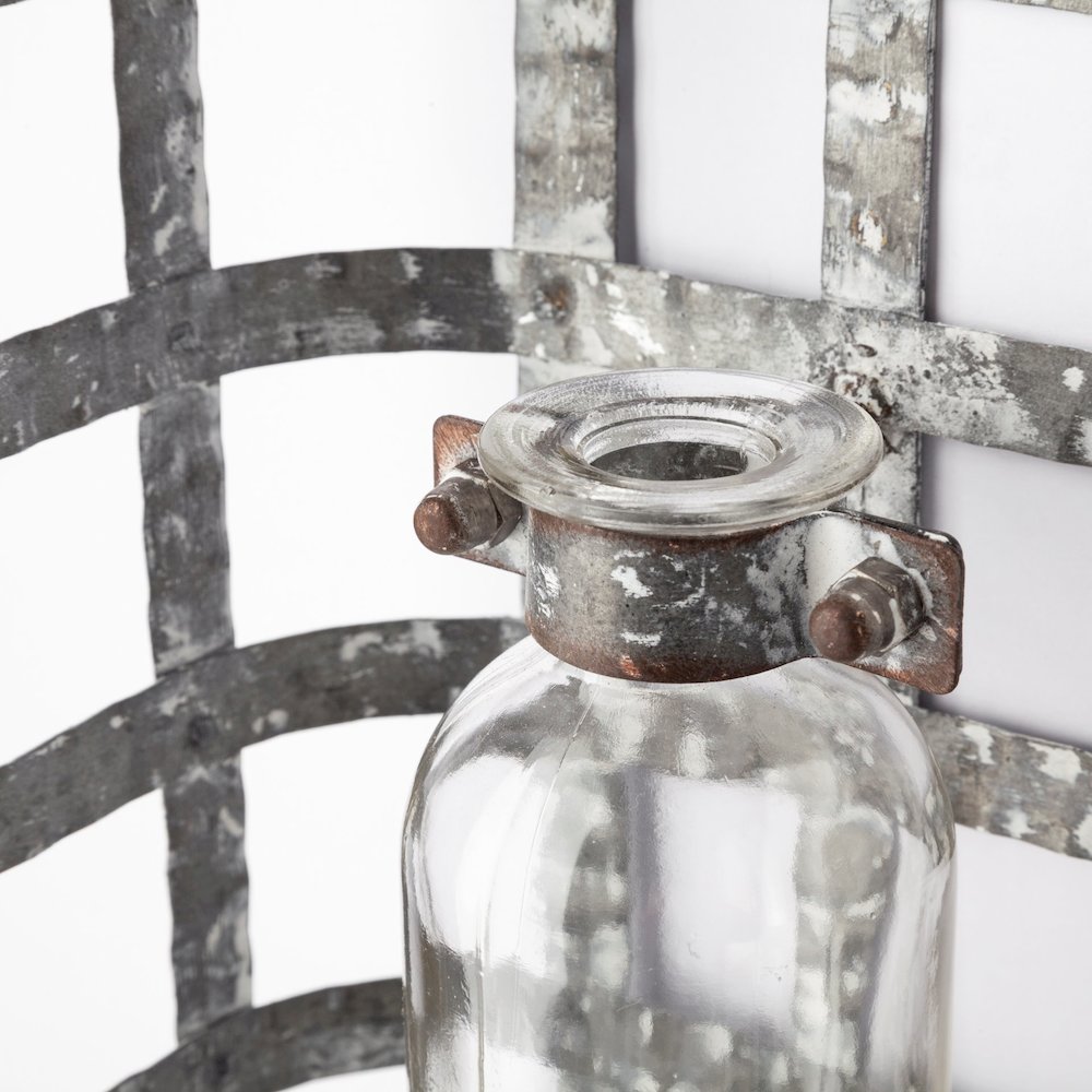 Margaret Wall Mounted Basket w Glass Bottle for Botanicals or Floral. Picture 2