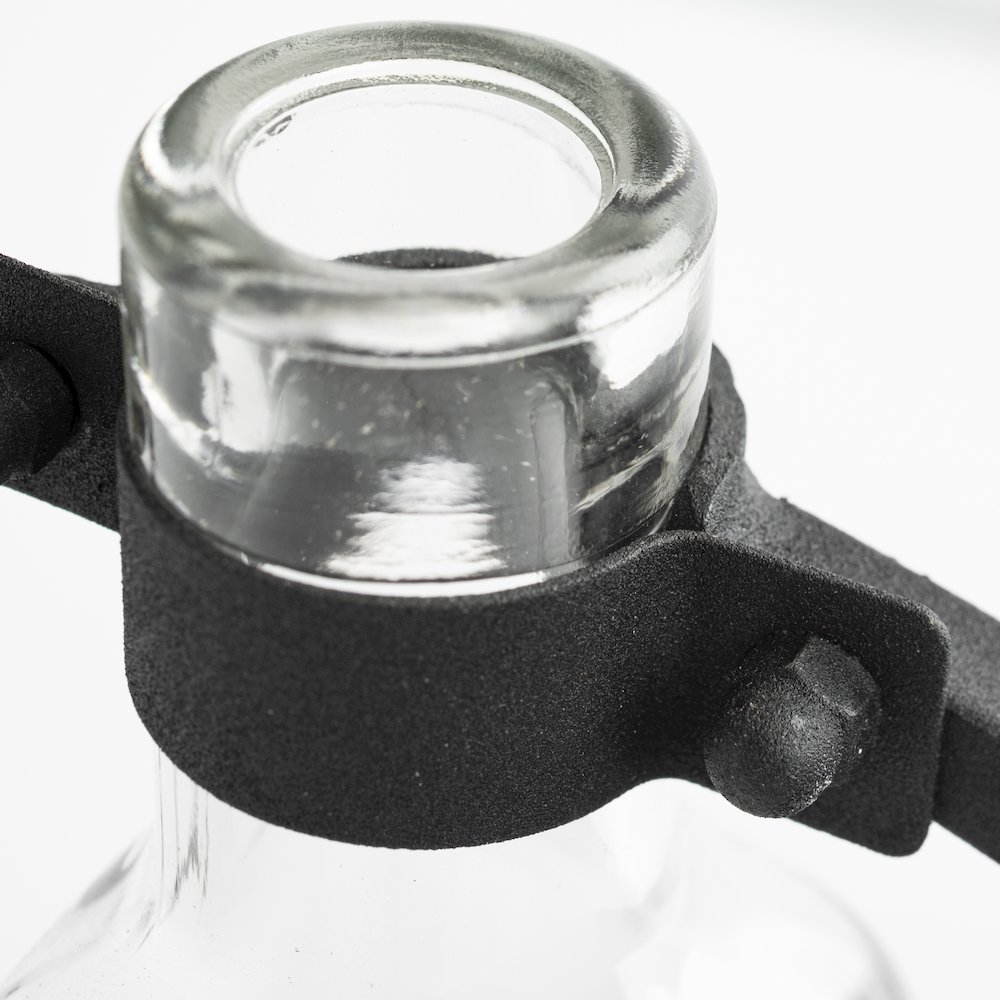Monica I Short Black Metal Glass Bottle Vase. Picture 5