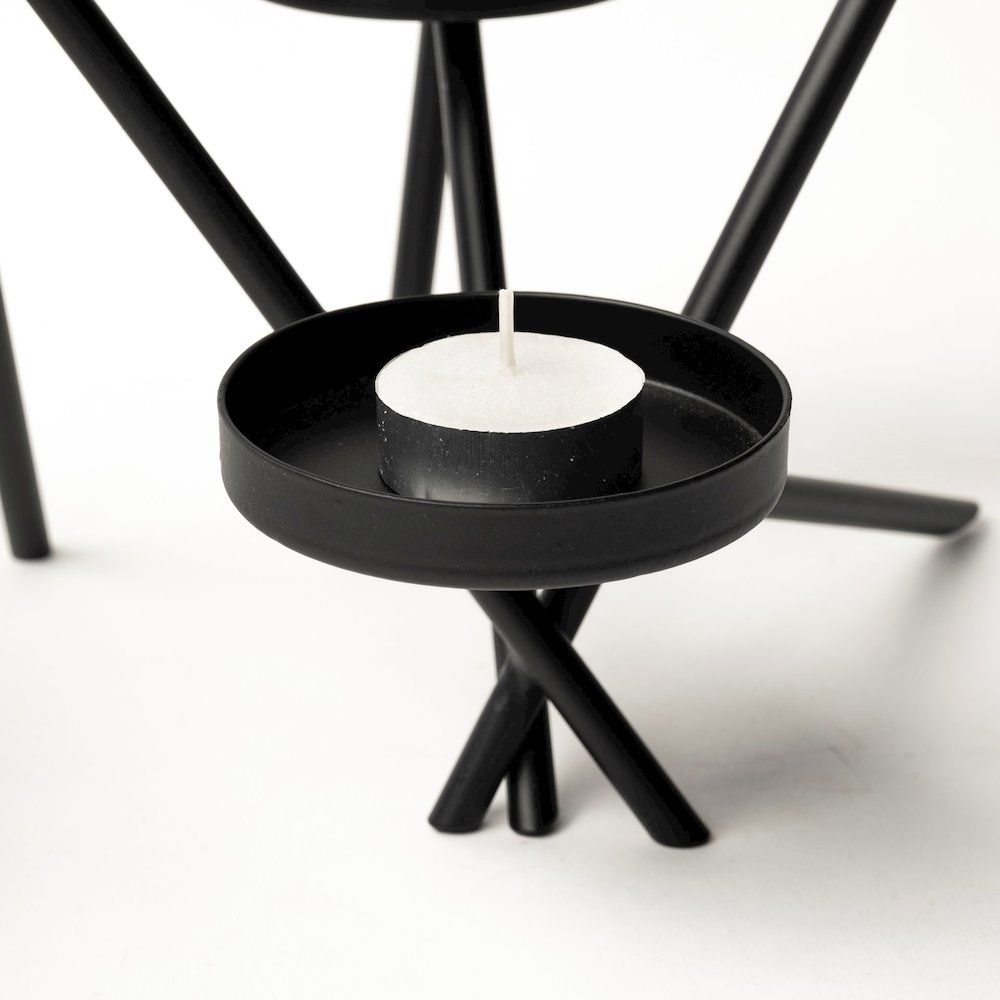 Meira Black Metal Seven Votive Table Candle Holder. Picture 4
