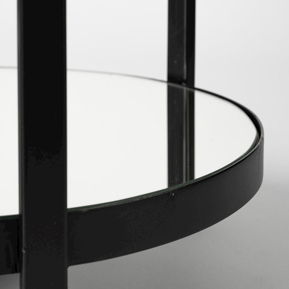 Eleonore Black Metal Frame Two-Tier w/Glass Shelves Bar Cart. Picture 8