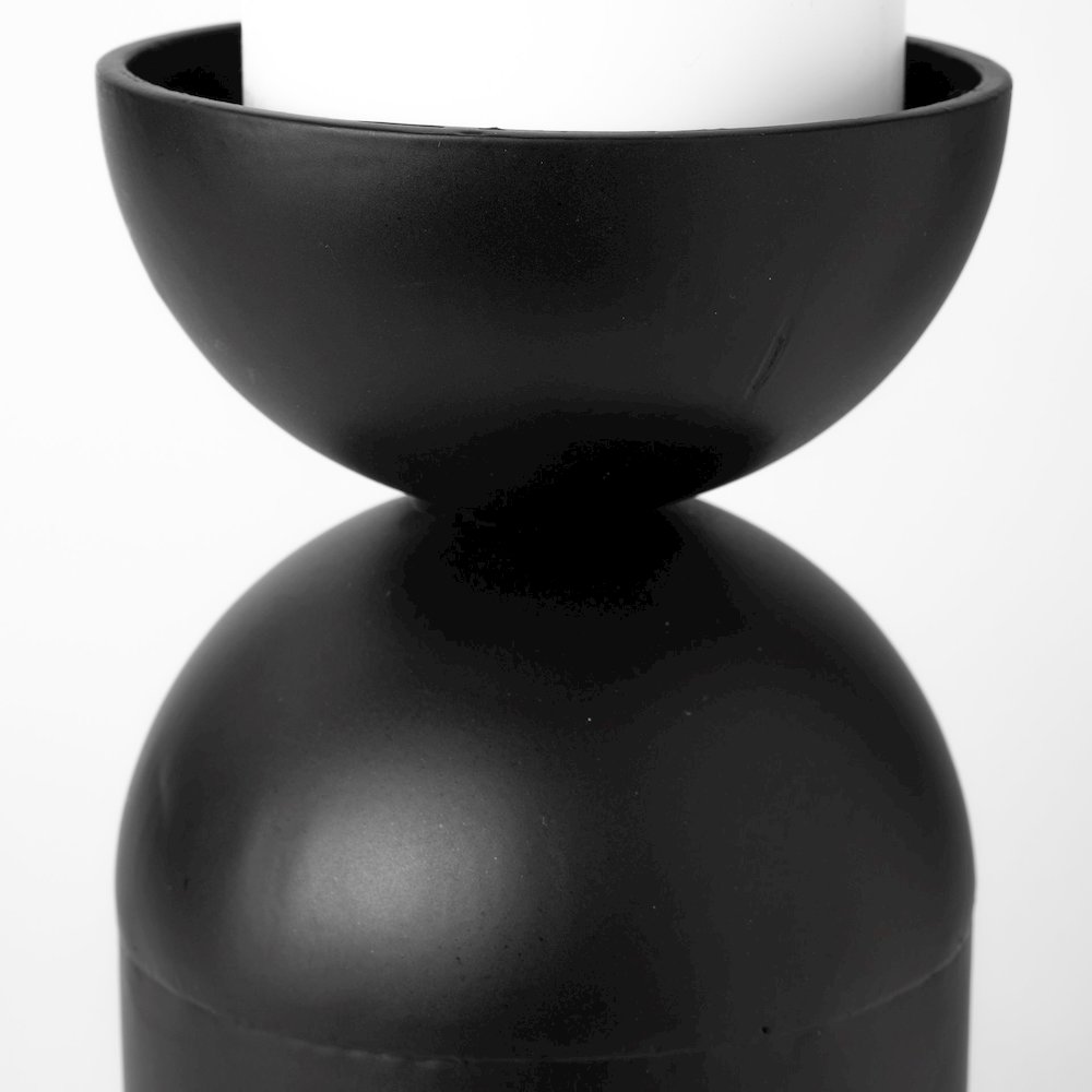 Alex Small Black Metal Cylindrical Table Candle Holder. Picture 3