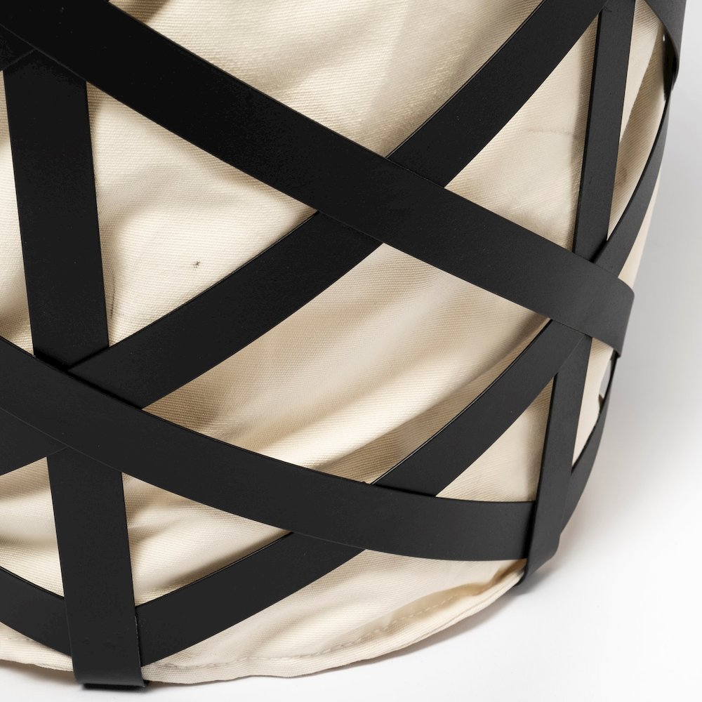 Liya 18L x 15W Black Metal Basket with Cream Fabric Liner. Picture 6