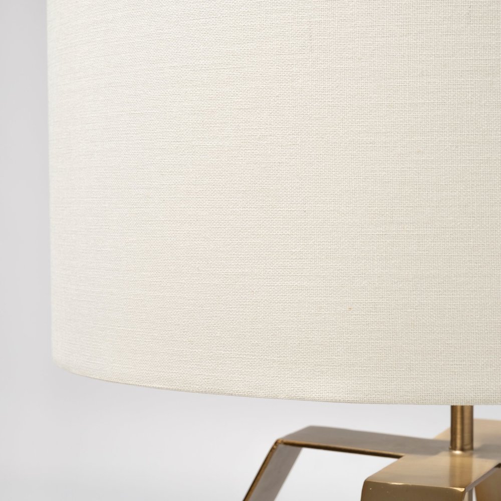 Edwards (26"H) Gold Metal Base w/ Cream Fabric Shade Table Lamp. Picture 3