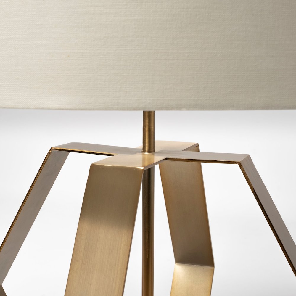Edwards (26"H) Gold Metal Base w/ Cream Fabric Shade Table Lamp. Picture 4