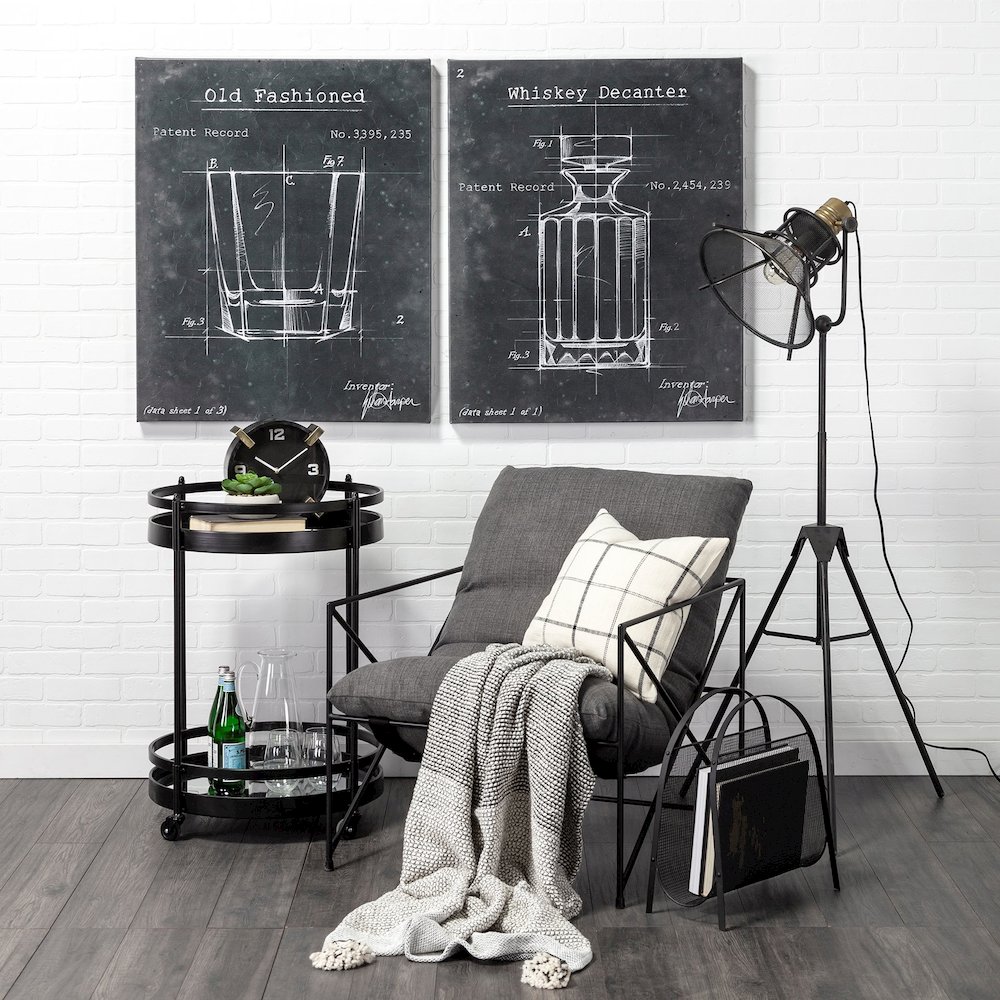 Ada Round Shape Black Metal Frame Two-Tier w/Glass Shelf Bar Cart. Picture 8