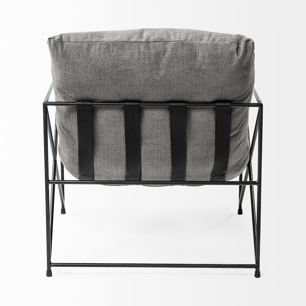 Leonidas 28.5L x 29.5W x 34.0H  Grey Fabric Wrap Black Metal Frame Accent Chair. Picture 4