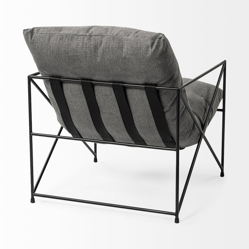 Leonidas 28.5L x 29.5W x 34.0H  Grey Fabric Wrap Black Metal Frame Accent Chair. Picture 5