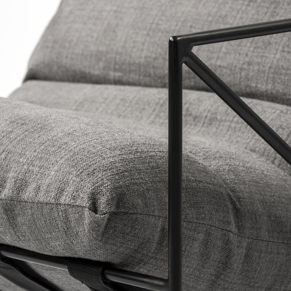 Leonidas 28.5L x 29.5W x 34.0H  Grey Fabric Wrap Black Metal Frame Accent Chair. Picture 7