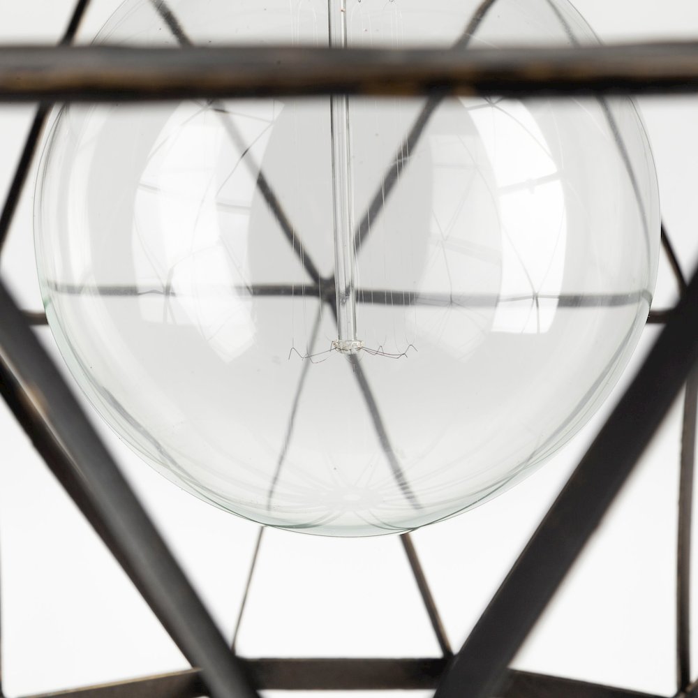 Dyson I 18x18 Black Metal Triangular Orb Pendant Light. Picture 5