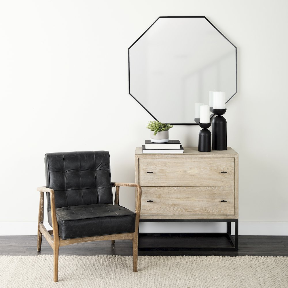 Helix 37" Octogon Black Metal Frame Mirror. Picture 7