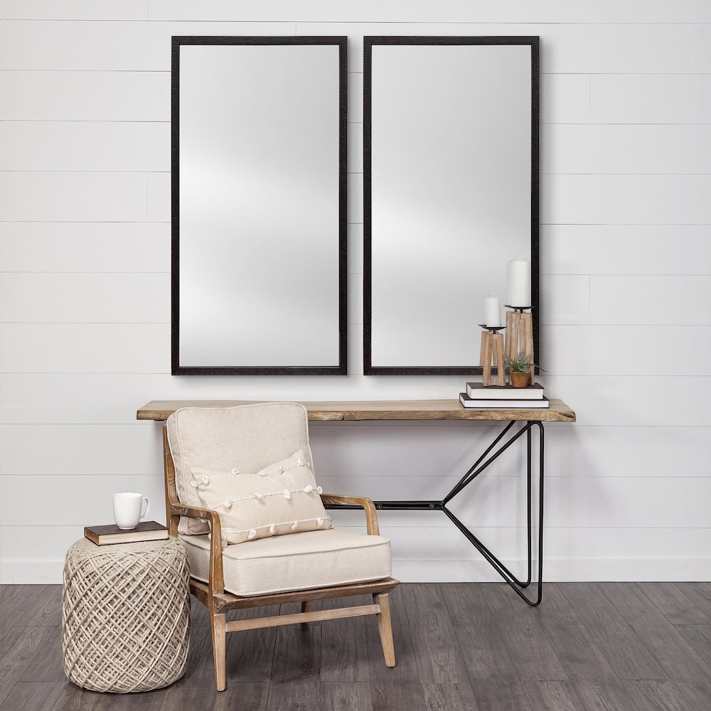 Bristol Black 20x40 Faux Wood Frame Bathroom Vanity Mirror. Picture 4