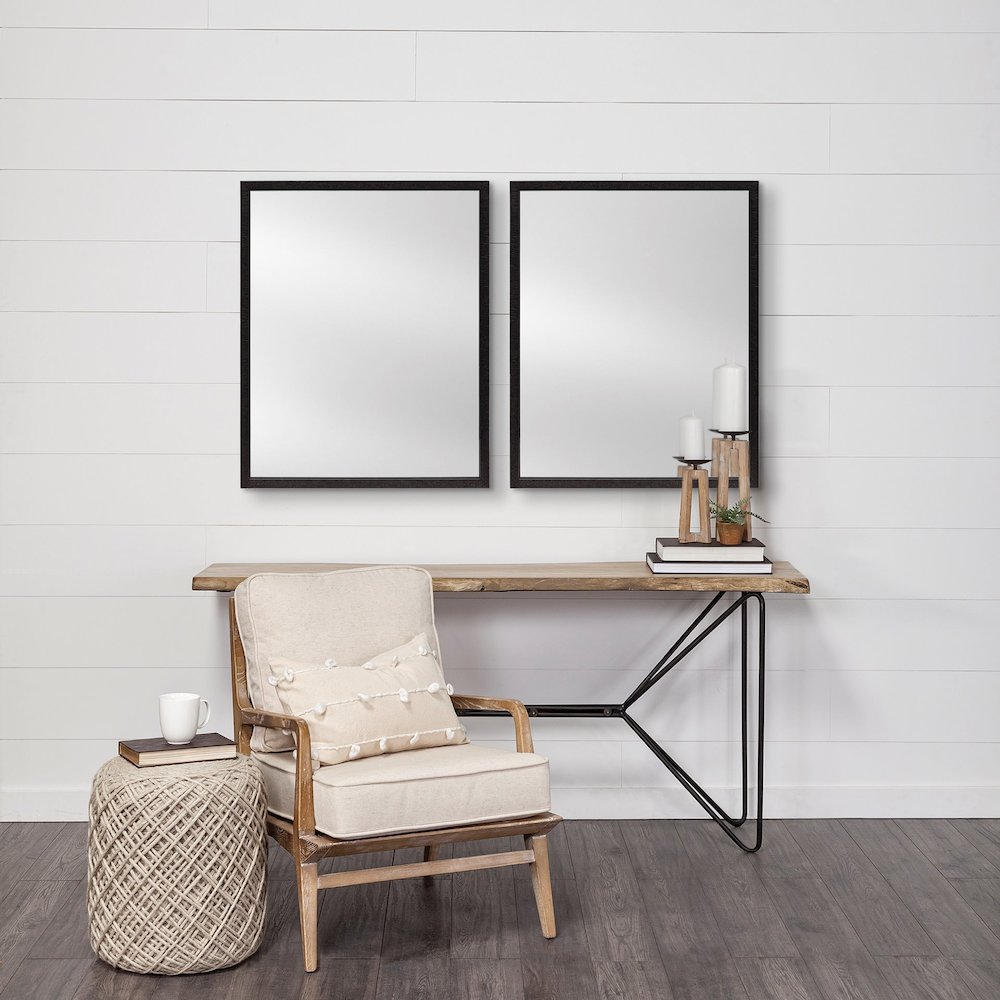 Bristol Black 24x30 Faux Wood Frame Bathroom Vanity Mirror. Picture 4
