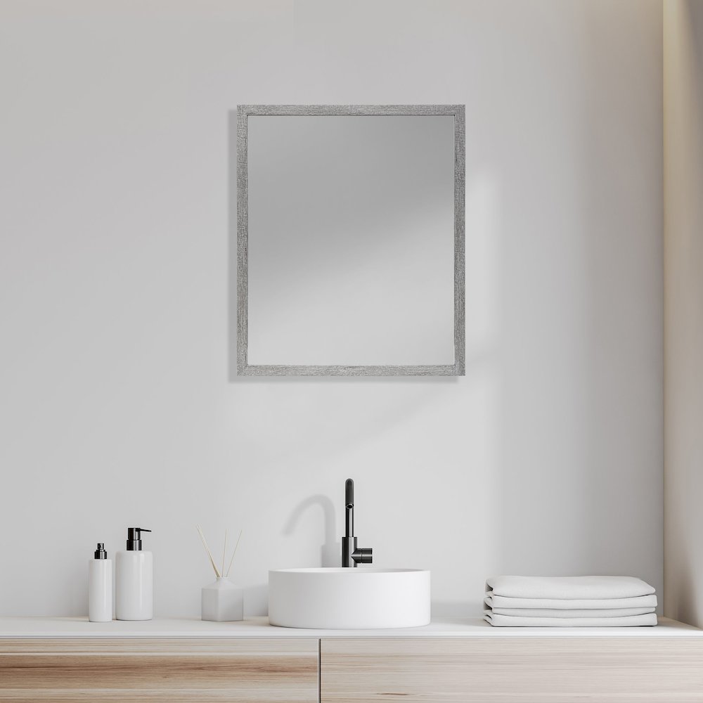 Bristol Grey 20x24 Faux Wood Frame Bathroom Vanity Mirror. Picture 4