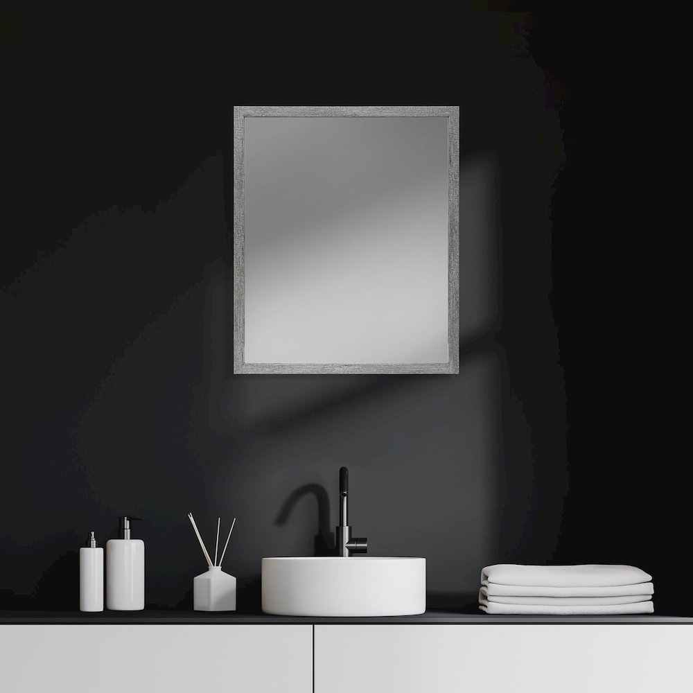 Bristol Grey 20x24 Faux Wood Frame Bathroom Vanity Mirror. Picture 2
