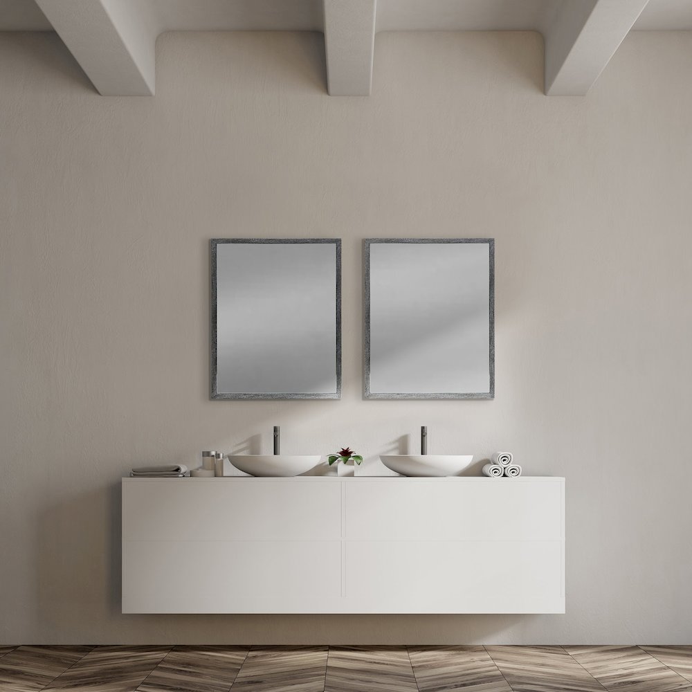 Bristol Grey 24x30 Faux Wood Frame Bathroom Vanity Mirror. Picture 2