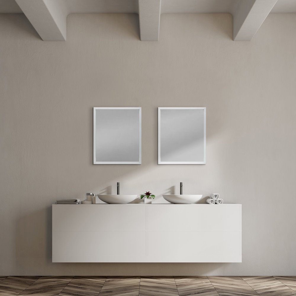 Bristol White 20x24 Faux Wood Frame Bathroom Vanity Mirror. Picture 4