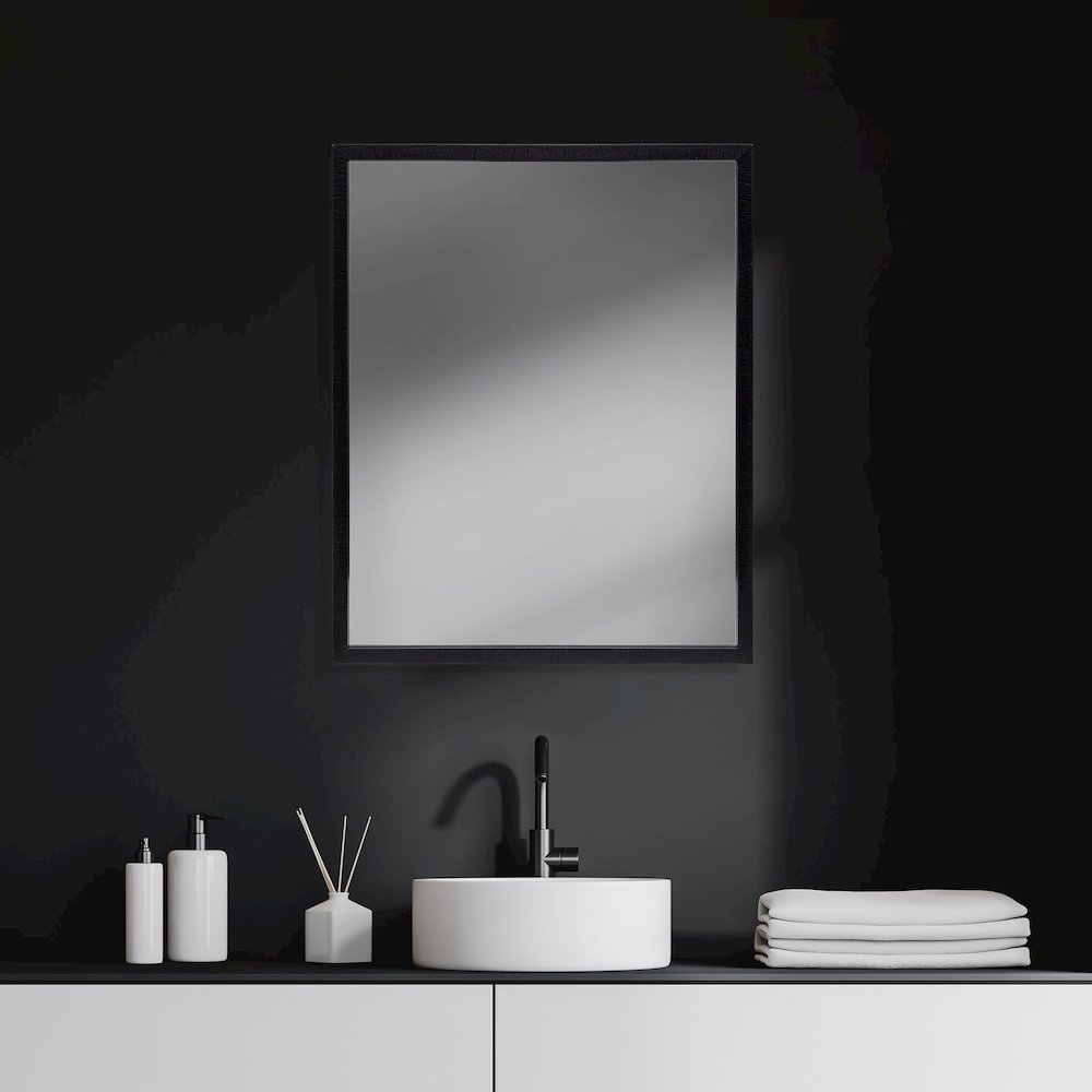 Bristol Espresso 24x30 Faux Wood Frame Bathroom Vanity Mirror. Picture 2