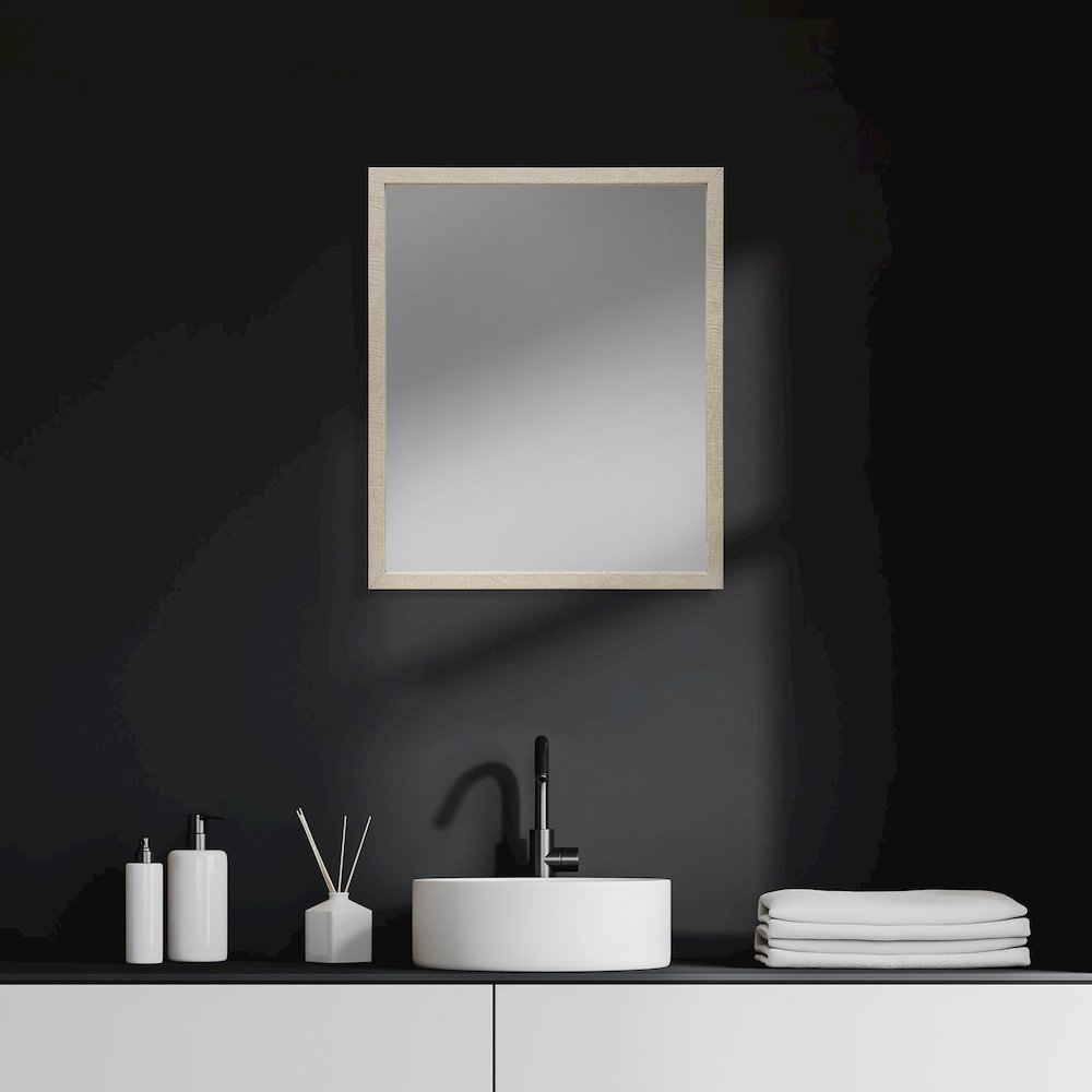 Bristol Tan 20x24 Faux Wood Frame Bathroom Vanity Mirror. Picture 2