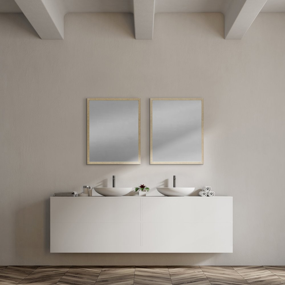 Bristol Tan 24x30" Faux Wood Frame Bathroom Vanity Mirror. Picture 4