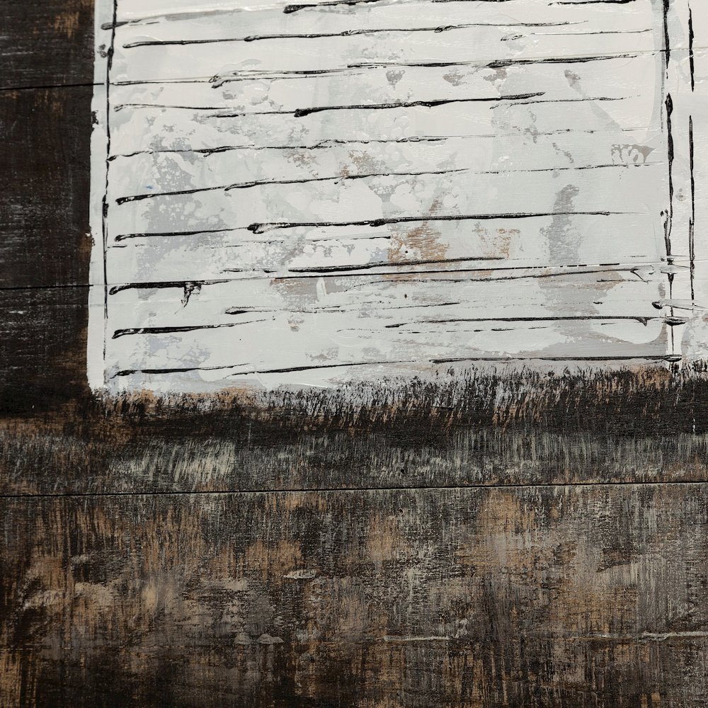 Farmhouse White Barn Original Hand Painted on Wood Oil Painting. Picture 4