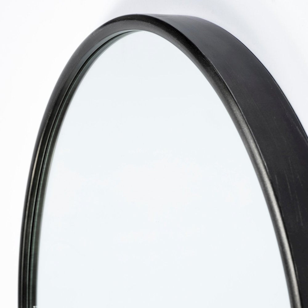 Agatha 28.0L x 2.0W x 70.0H Rounded Arch Black Metal Frame Full Length Mirror. Picture 2