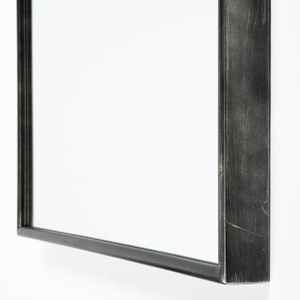 Agatha 28.0L x 2.0W x 70.0H Rounded Arch Black Metal Frame Full Length Mirror. Picture 3