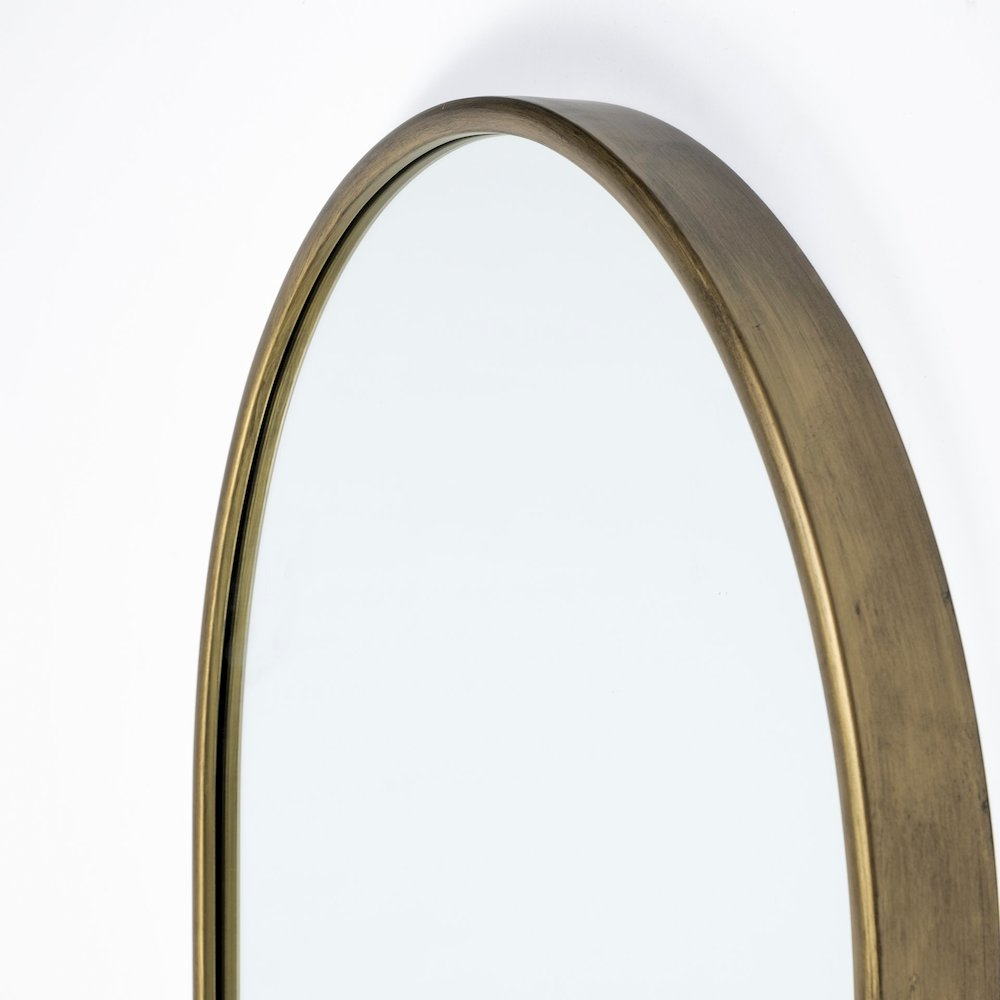 Agatha 28.0L x 2.0W x 70.0H Rounded Arch Gold Metal Frame Full Length Mirror. Picture 2