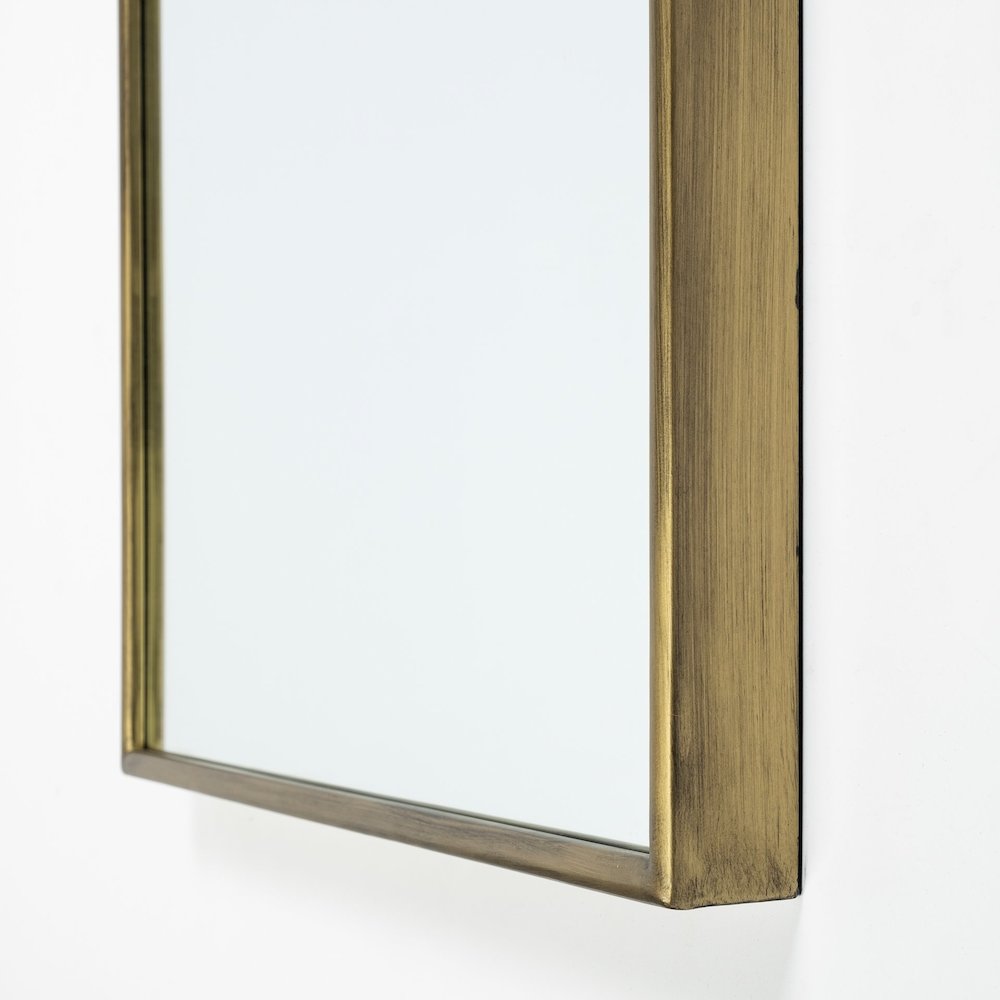 Agatha 28.0L x 2.0W x 70.0H Rounded Arch Gold Metal Frame Full Length Mirror. Picture 3
