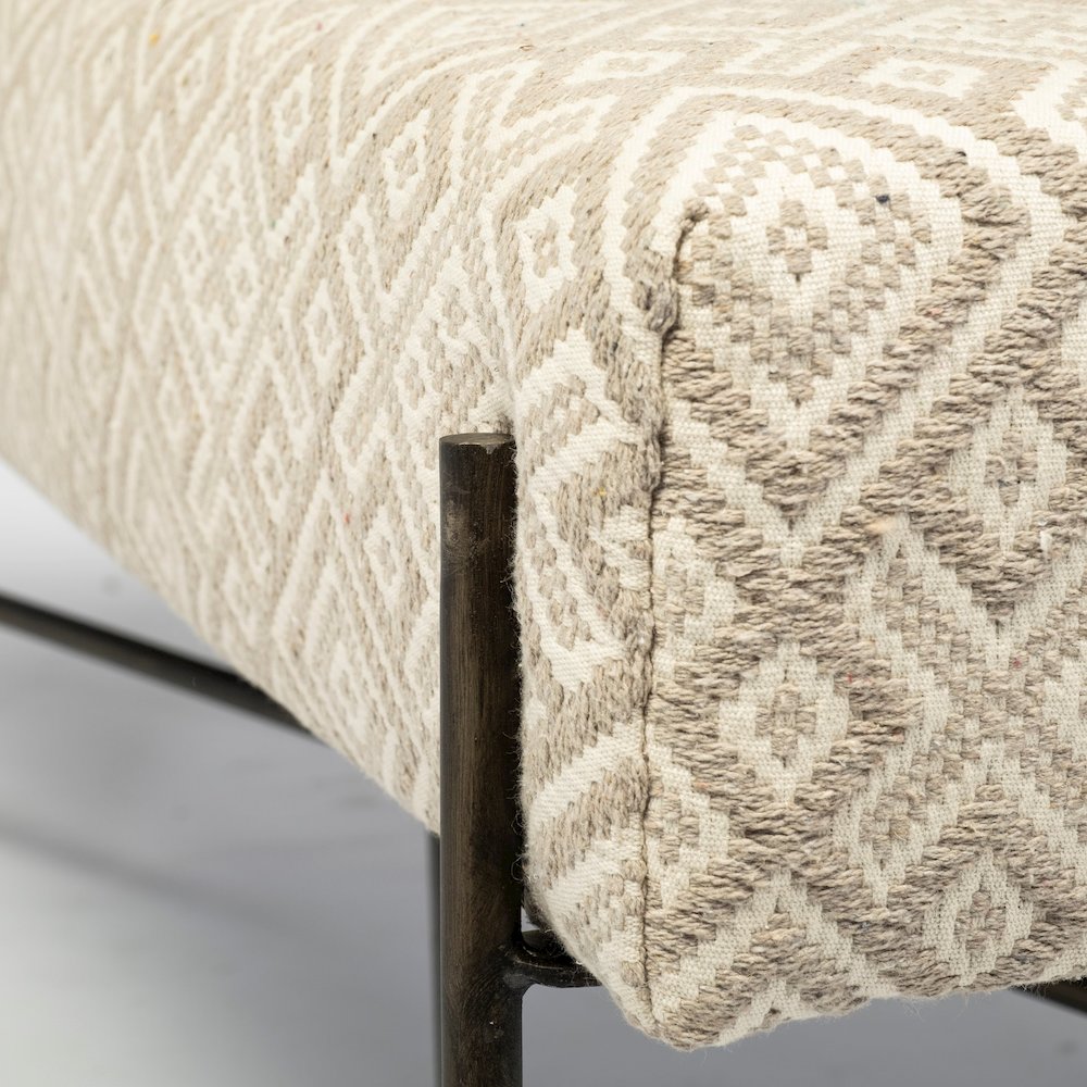 Avery II 55L x 17W Off White Upholstered Seat With Metal Base Accent Bench. Picture 5