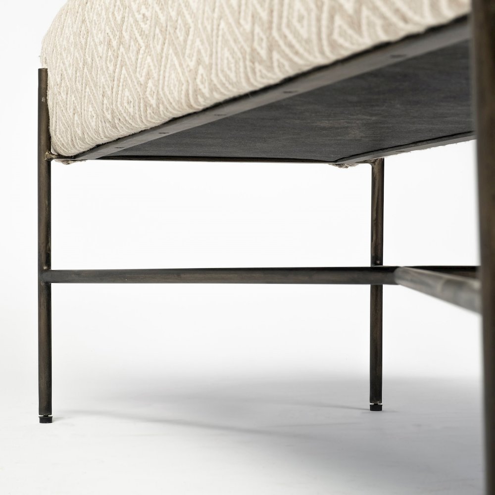 Avery II 55L x 17W Off White Upholstered Seat With Metal Base Accent Bench. Picture 6