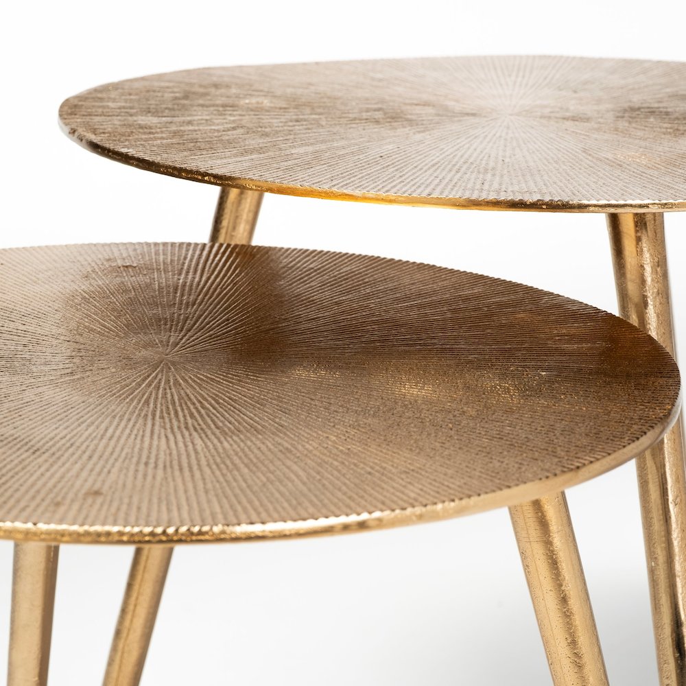 Reva III (Small) 16L x 16W Gold Round Top Cast Aluminum Accent Table. Picture 6